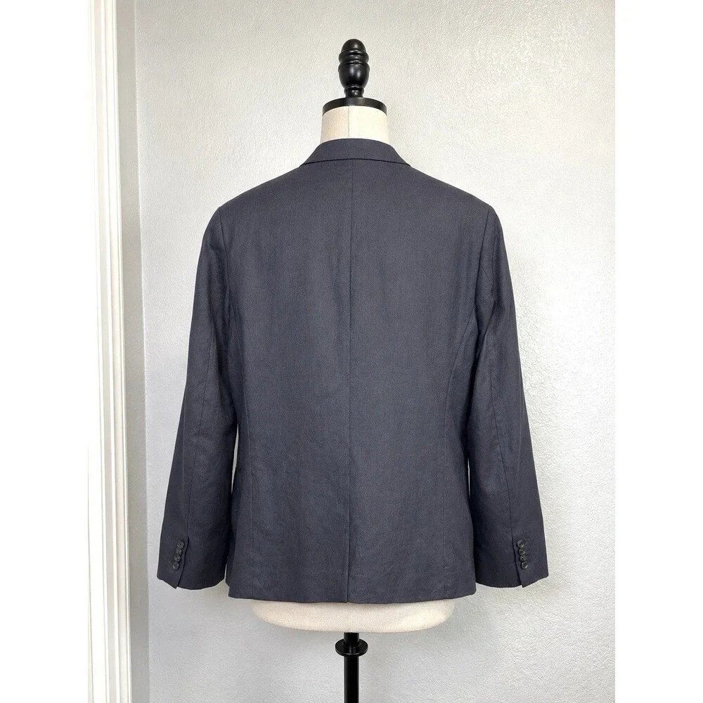 H&M Premium Slim Fit 100% Linen Blazer Jacket Dark Navy 44R EUR 54 NWT Preppy